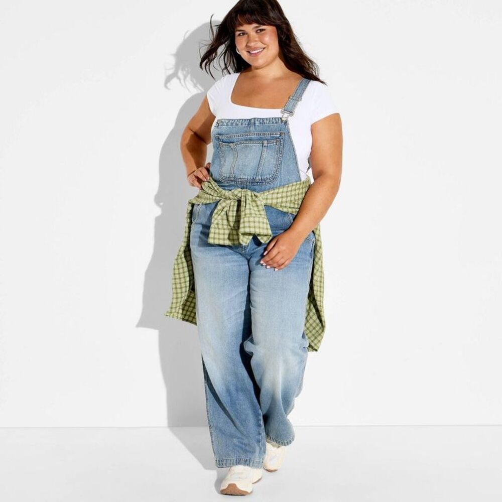 Women's Baggy Overalls - Wild Fable Light Wash XXL